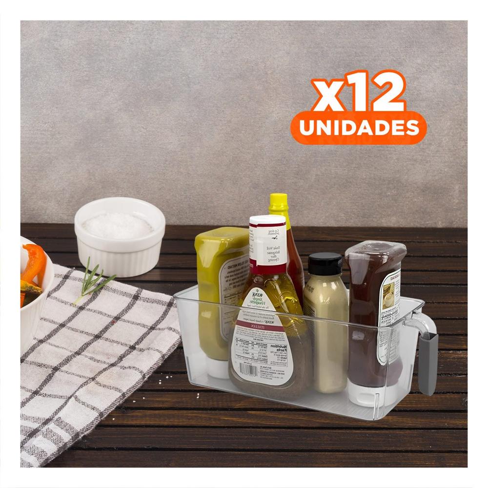 Pack12 Organizador de Cocina Rectangular con Asa para Refrigerador Plomo YPapel Regalo