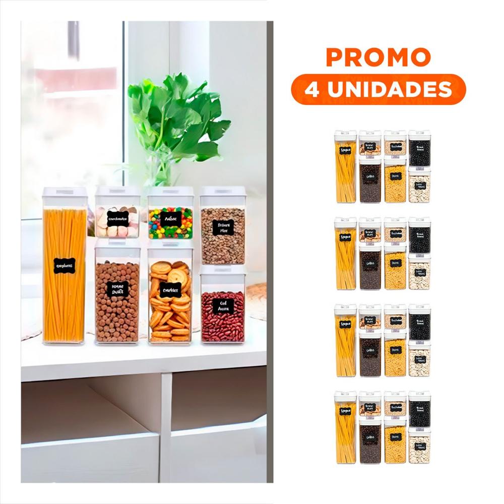 Pack4 Recipiente Acrílico Contenedores 7 Piezas Transparente Portátil para Cocina