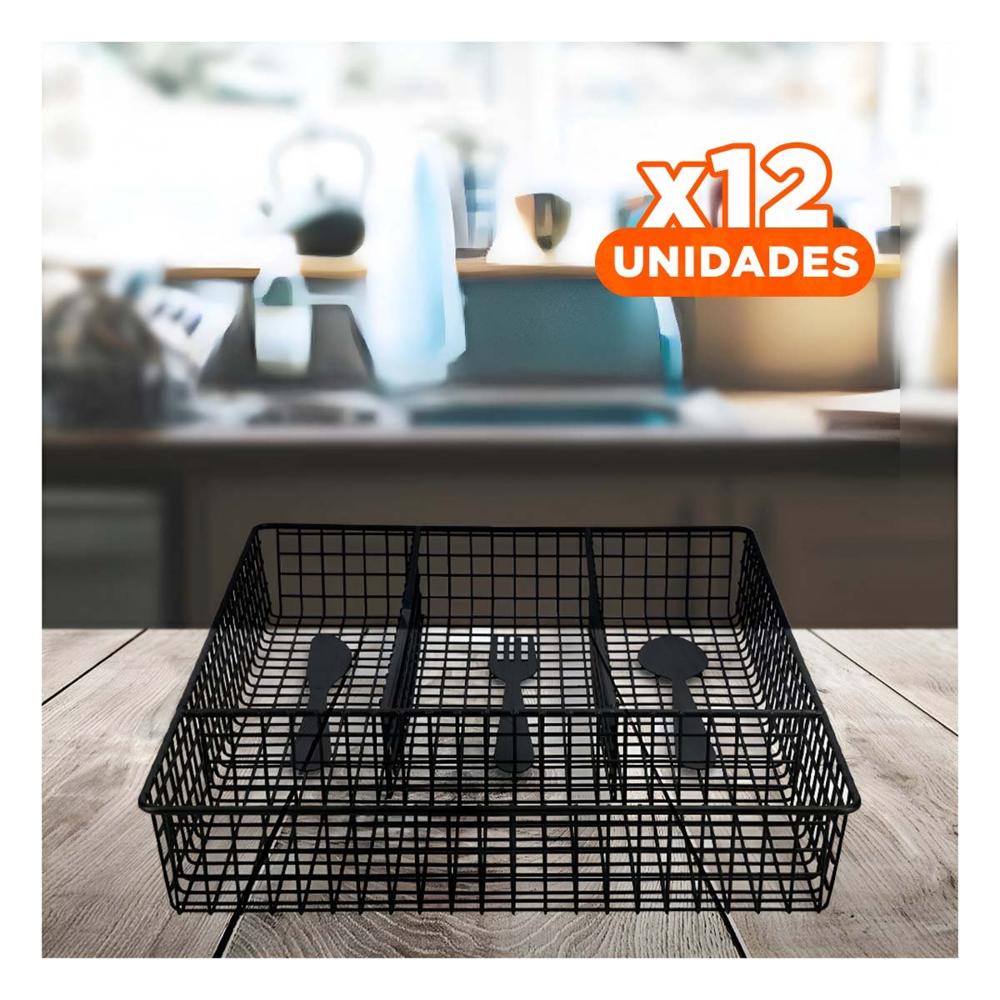 Pack12 Organizador Metal Negro con 4 Espacios para Ambientes Organizados YPapel Regalo