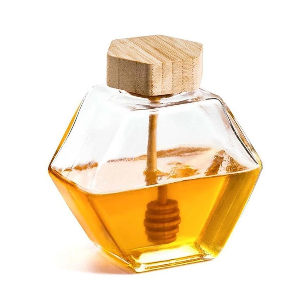 Frasco en Vidrio con Tapa de Madera para Mesa Capacidad 380ml YRegalo Sticker