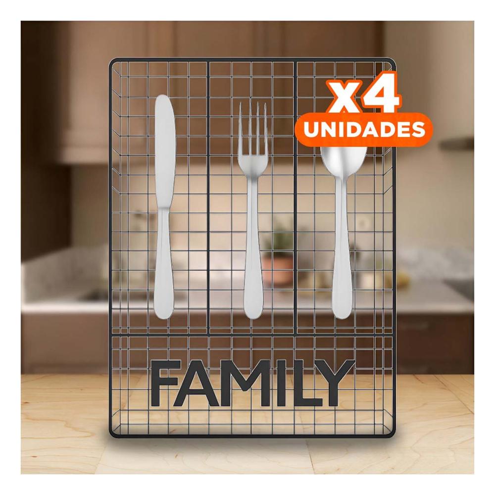Pack4 Contenedor en Metal Negro con Distribucion de 4 Espacios para Cocina YRegalo Sticker