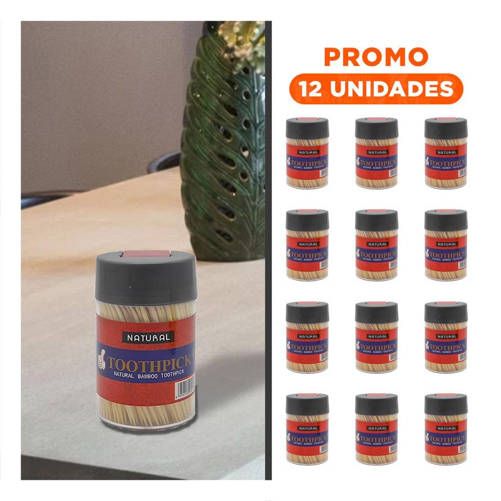 Pack12 Contenedor de Color Negro Pack de 2 para Mondadientes con Tapa Ajustada