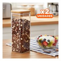 Pack2 Envase De Acrilico Para Mantener Ingredientes Frescos Transparente 1900ml Y Papel Regalo