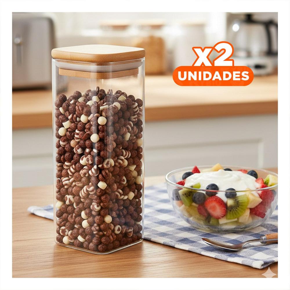 Pack2 Envase De Acrilico Para Mantener Ingredientes Frescos Transparente 1900ml Y Papel Regalo