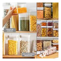 Frasco Acrilico Organizador Harinas y Azucar Tapa Blanca Punto Plomo 1500ml Y Ligas Regalo