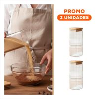 Pack2 Envase Acrilico Cocina Y Hogar Transparente 1900ml Y Regalo Sticker