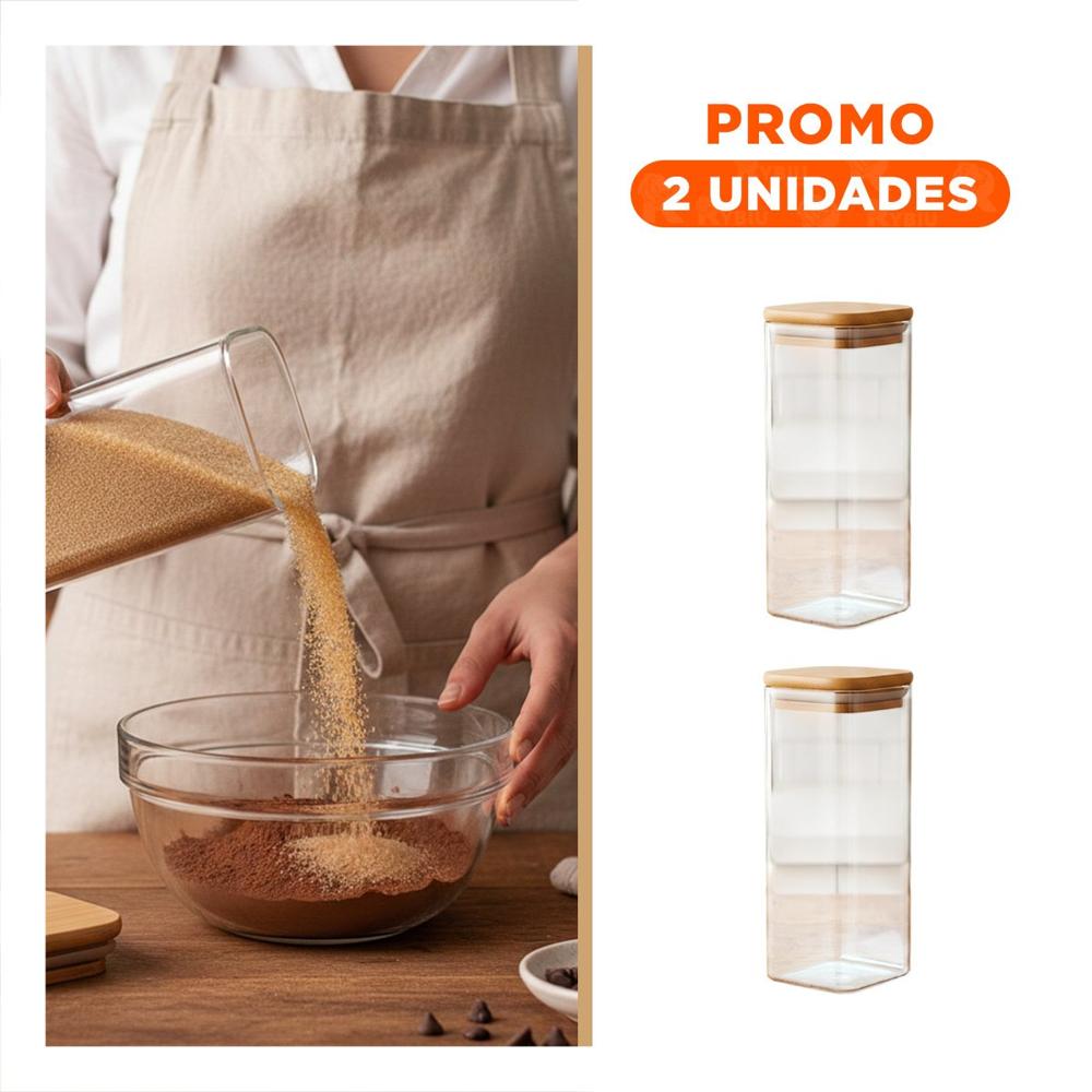 Pack2 Envase Acrilico Cocina Y Hogar Transparente 1900ml Y Regalo Sticker