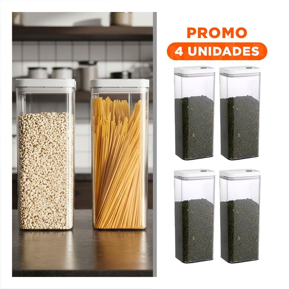 Pack4 Tarro Acrilico Para Condimentos Tapa Blanca Punto Plomo 1900ml