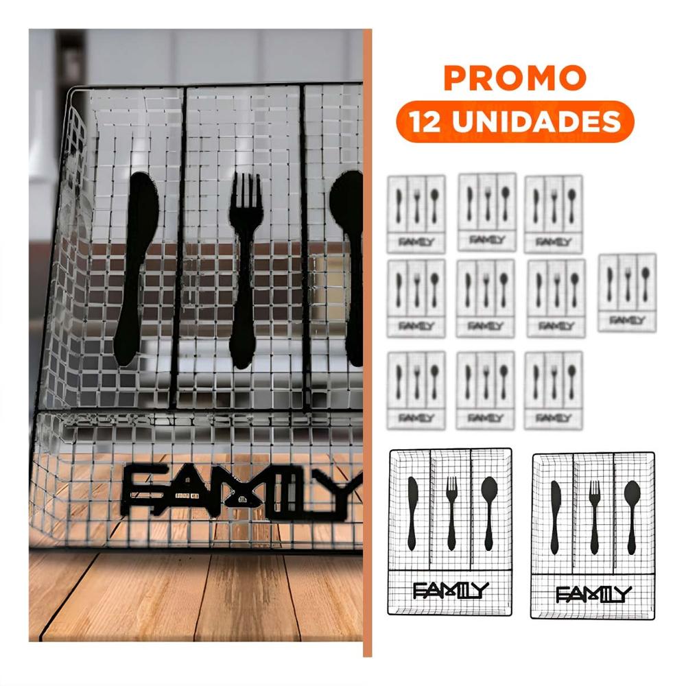 Pack12 Organizador con 4 Espacios Negro y Cuerpo en Metal Firme