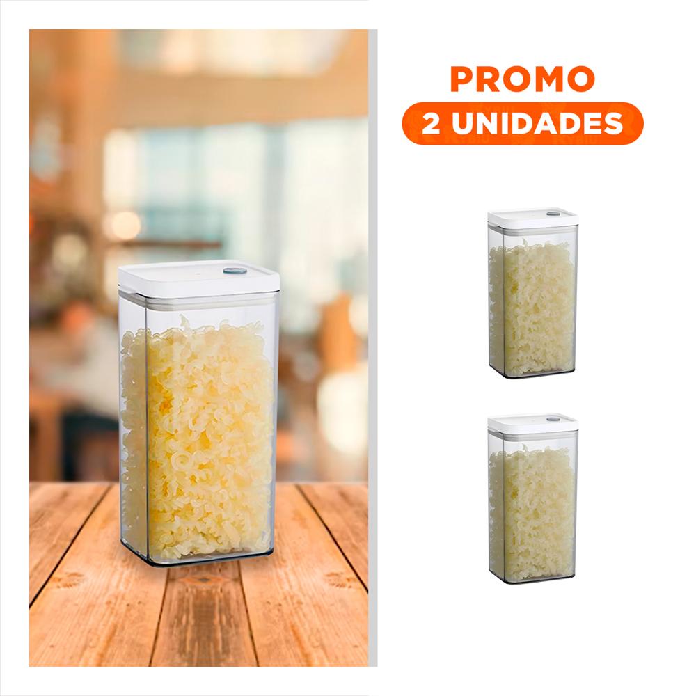 Pack2 Tarro Acrilico Organizador Cocina Tapa Blanca Punto Plomo 1500ml Y Regalo Sticker