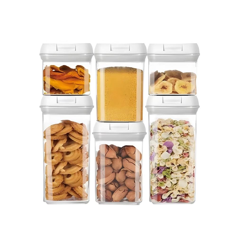 Contenedores de Alimentos Tapa Blanca Set 6 de Material Fuerte en su Hogar Y Regalo Sticker