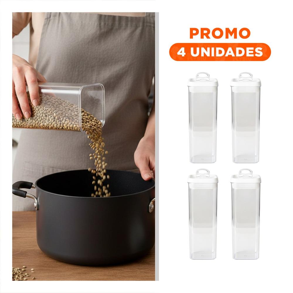 Pack4 Tarro Acrilico Para Condimentos Tapa Blanca 1900ml