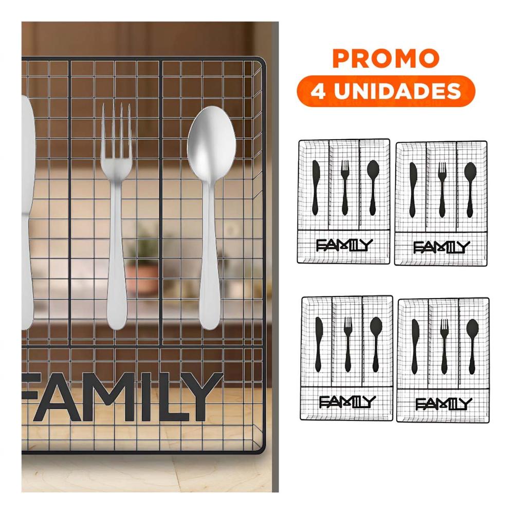 Pack4 Contenedor con 4 Espacios para Servicios en Metal Negro Resistente