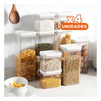 Pack4 Tarro Acrilico Mantener Alimentos Frescos Tapa Blanca Punto Plomo 1900ml Y Papel Regalo