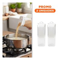 Pack2 Tarro Acrilico Organizador Despensa Tapa Blanca 1900ml Y Regalo Sticker