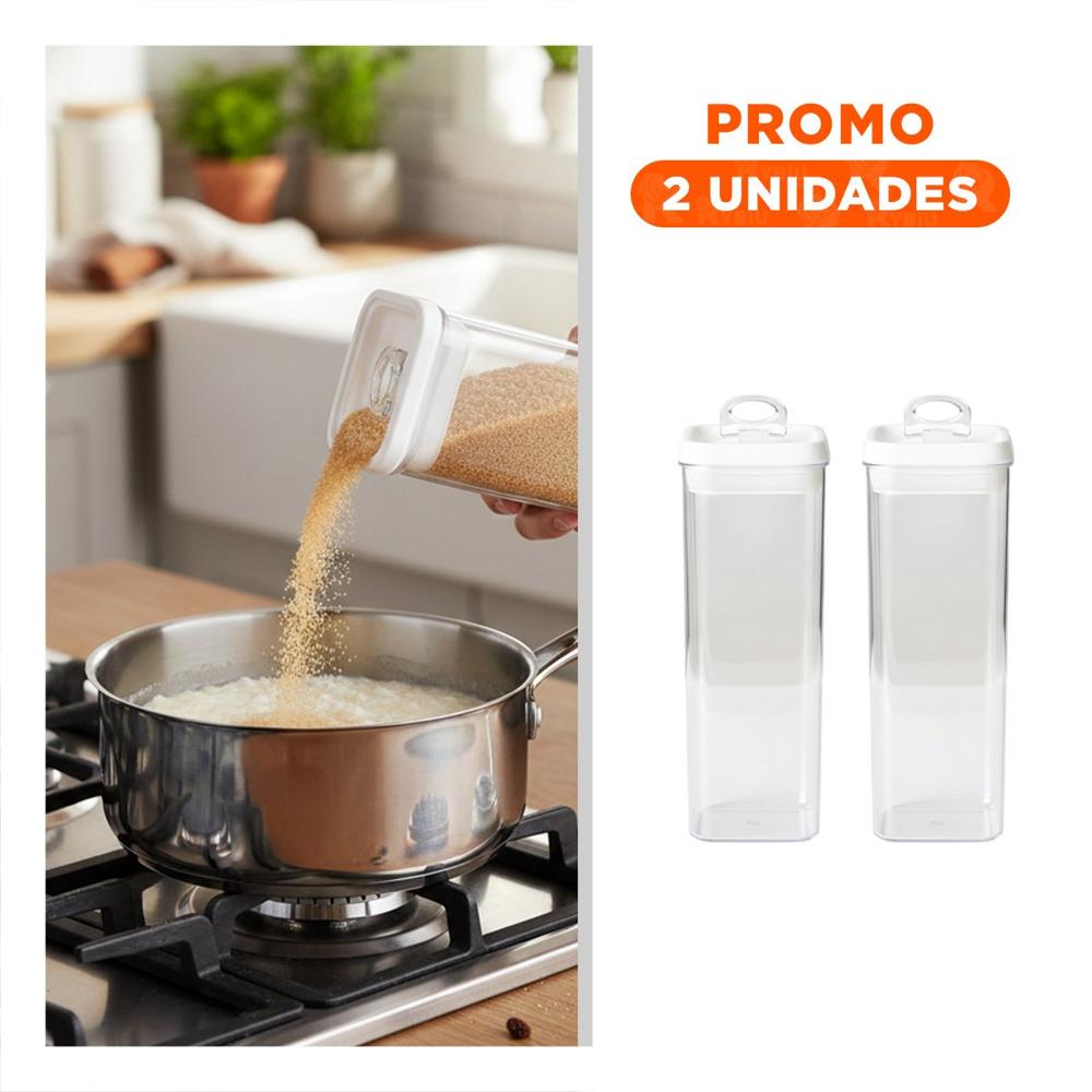 Pack2 Tarro Acrilico Organizador Despensa Tapa Blanca 1900ml Y Regalo Sticker