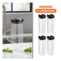 Pack4 Tarro Acrilico Para Condimentos Tapa Palanca Negro 1900ml