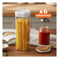 Pack6 Recipiente Acrilico Para Snacks Frescos Tapa Blanca 1900ml Y Papel Regalo