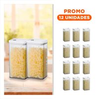 Pack12 Recipiente Acrilico Guardar Snacks y Condimentos Tapa Blanca Punto Plomo 1500ml
