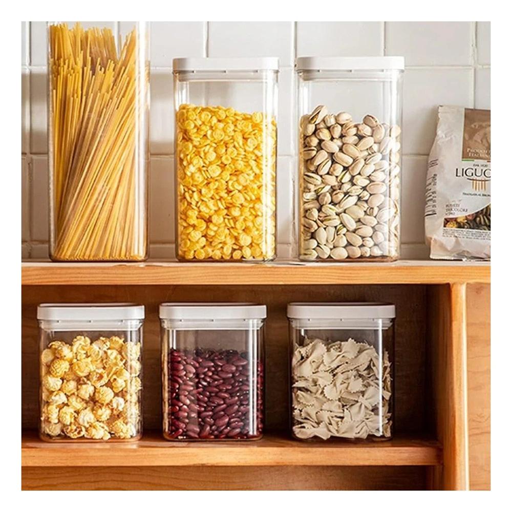 Frasco Acrilico con Tapa Blanca Punto Plomo 1500ml Cocina Organizada