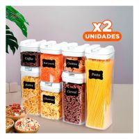 Pack2 Recipiente Acrílico Contenedores 7 Piezas Transparente Ideal para Cocina