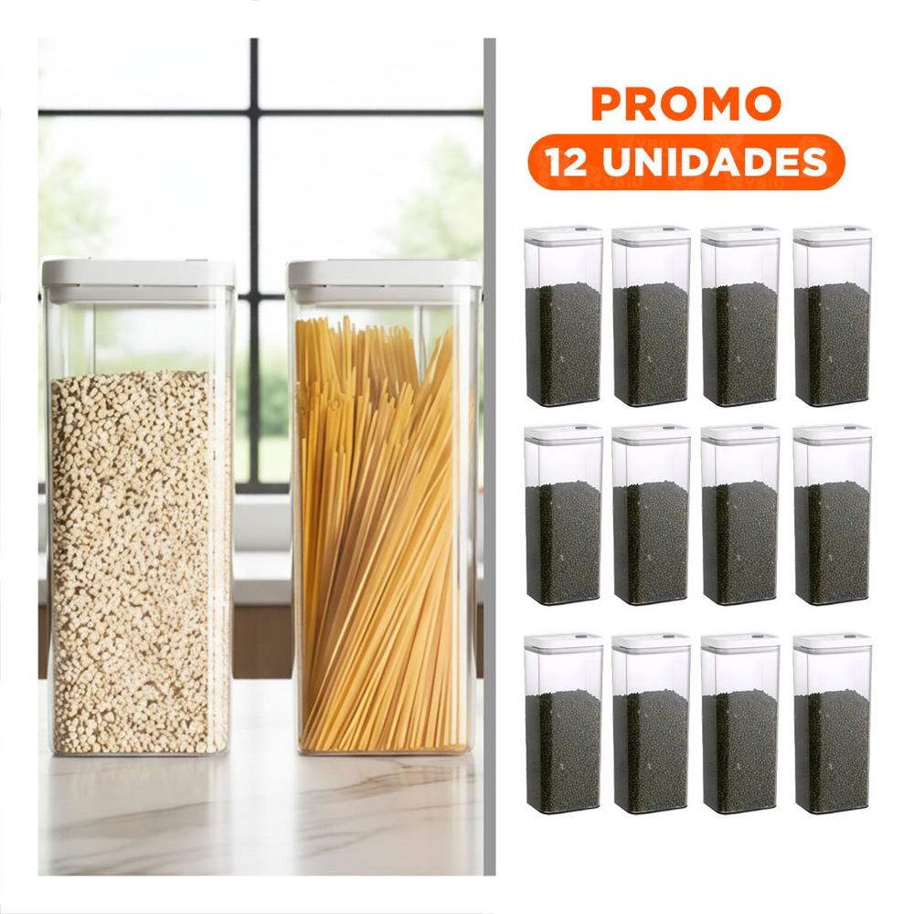 Pack12 Dispensador Acrilico Para Productos Secos Tapa Blanca Punto Plomo 1900ml
