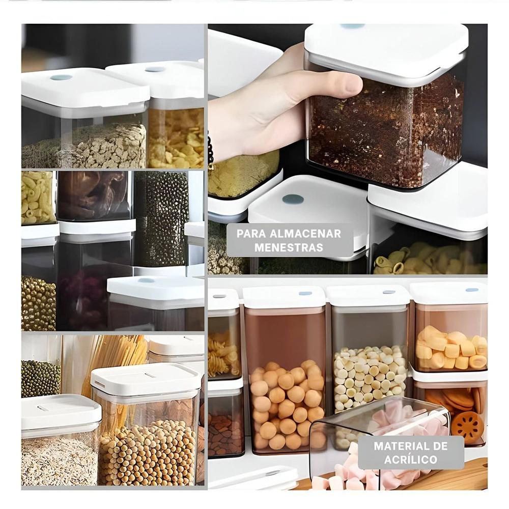 Frasco Acrilico Organizador Cocina Tapa Blanca Punto Plomo 1900ml Y Ligas Regalo