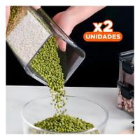 Pack2 Deposito de Acrilico con 1800 ml 24cm x 9cm x 9cm Tapa Borde Negro