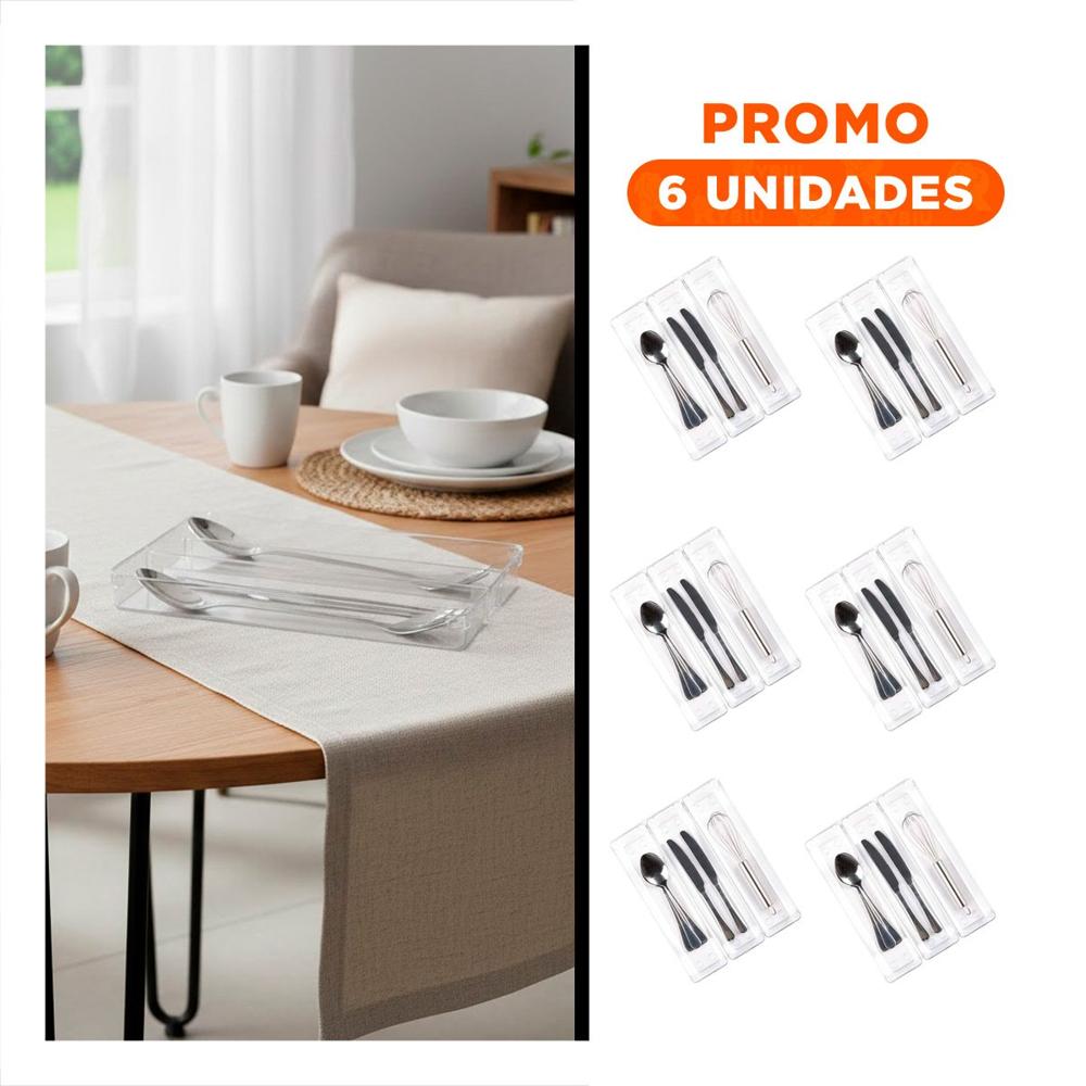 Pack6 Organizador Compacto que Facilita Guarnicion 27x18x5cm Transparente Y Regalo Sticker