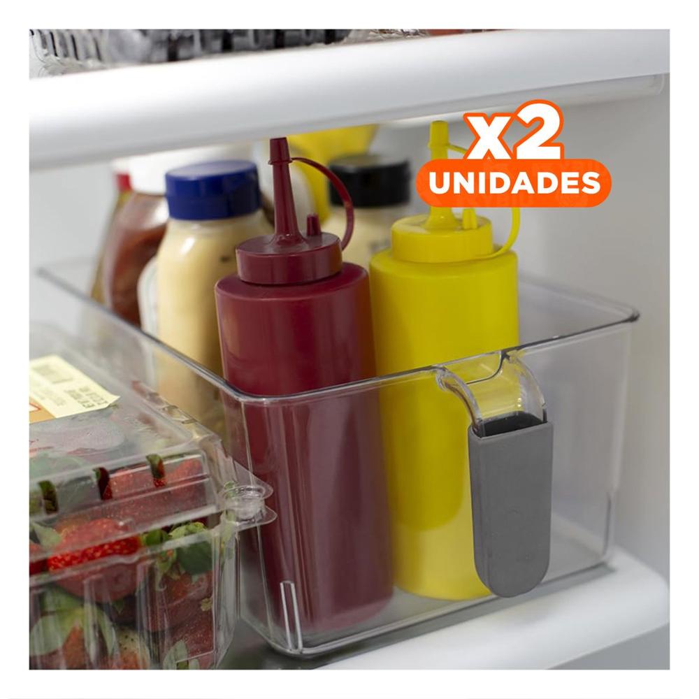 Pack2 Caja Organizadora Rectangular con Asa para Refrigerador Plomo YPapel Regalo