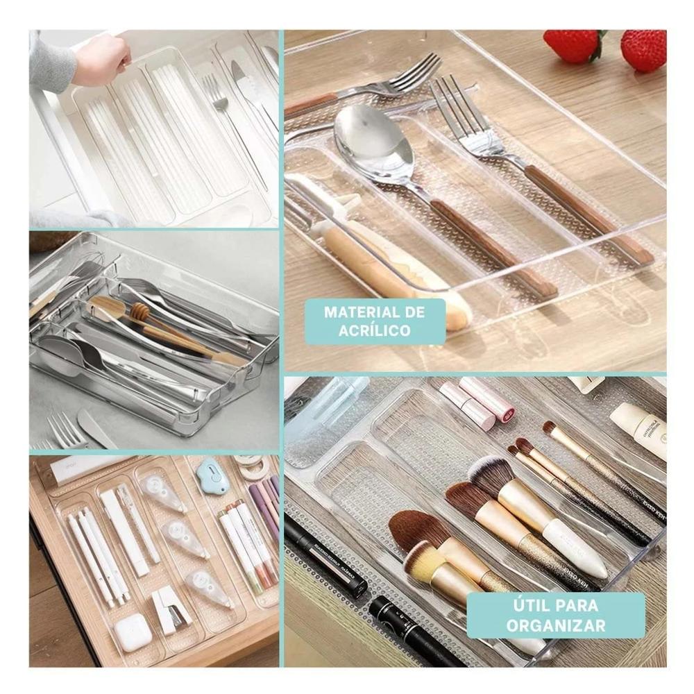 Bandeja Compacta de Acrilico para Cocina y Orden 27x18x5cm Transparente Y Ligas Regalo