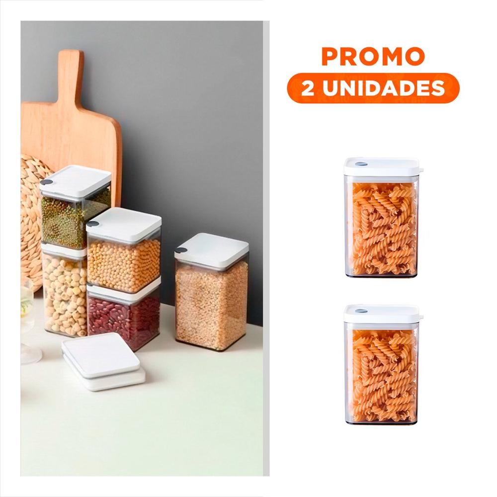 Pack2 Tarro Acrilico para Harinas y Legumbres Tapa Blanca Punto Plomo 1100ml Y Papel Regalo
