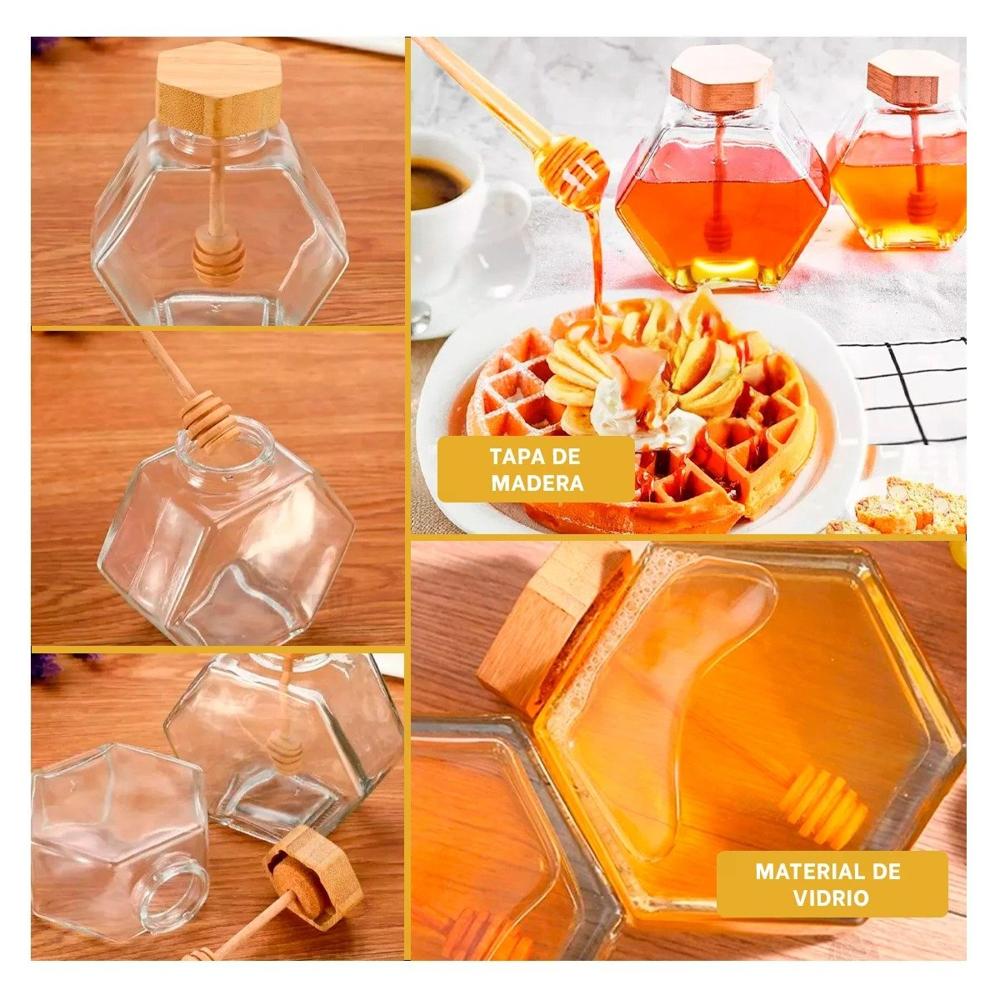 Frasco con Tapa de Madera para Cocina en Vidrio 380ml Uso Diario YLigas Regalo