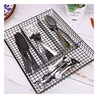 Caja Organizadora Negro en Metal con 4 Espacios para Cubiertos y Utensilios Y Notas