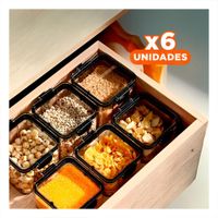 Pack6 Recipiente Acrilico Mantener Productos Secos Frescos Tapa Borde Negro Set 6