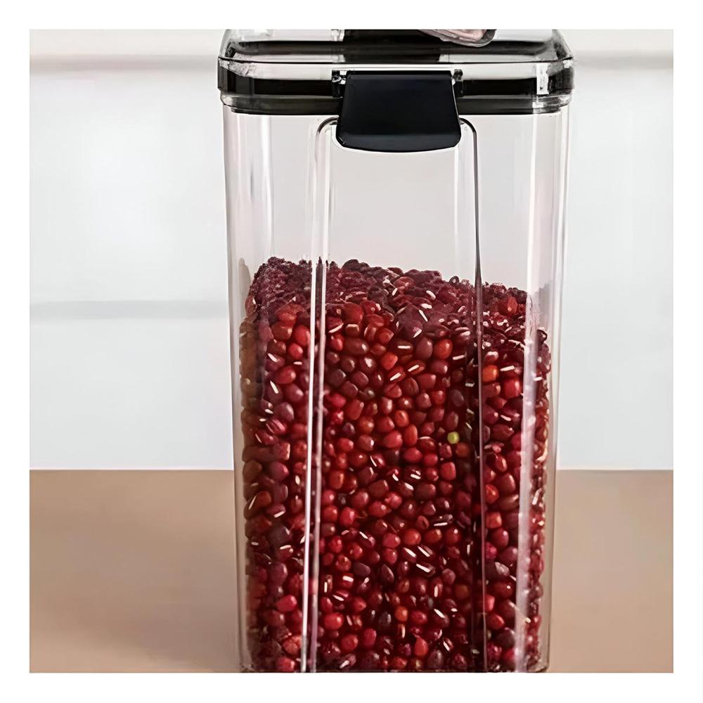 Contenedor de Acrilico 1800 ml con Tapa Borde Negro 24cm x 9cm x 9cm para Cocina