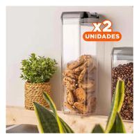 Pack2 Tarro Acrilico Para Guardar Legumbres Tapa Palanca Negro 1900ml Y Papel Regalo