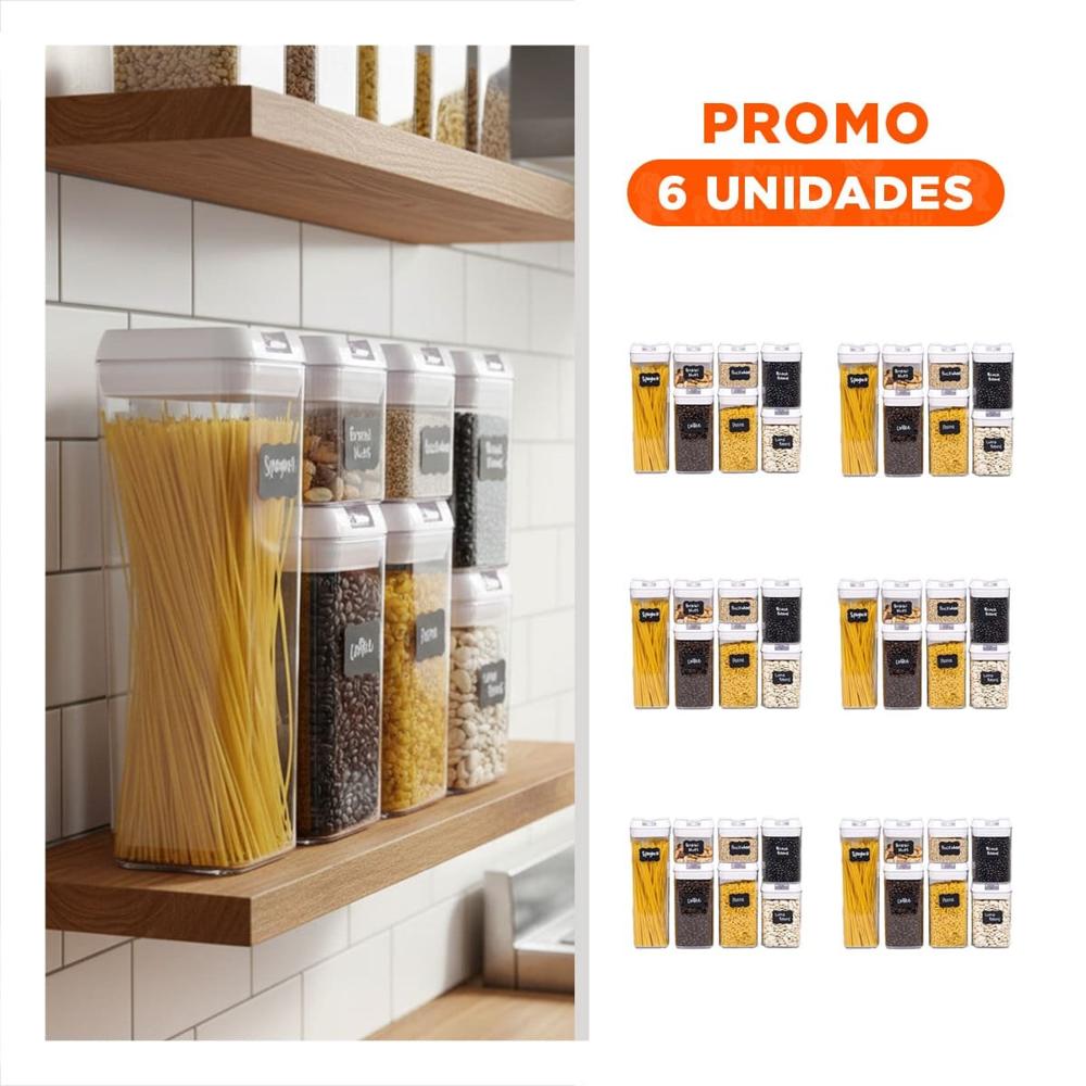 Pack6 Contenedor Acrílico 7 Piezas Transparente Portátil para Cocina Y Regalo Sticker