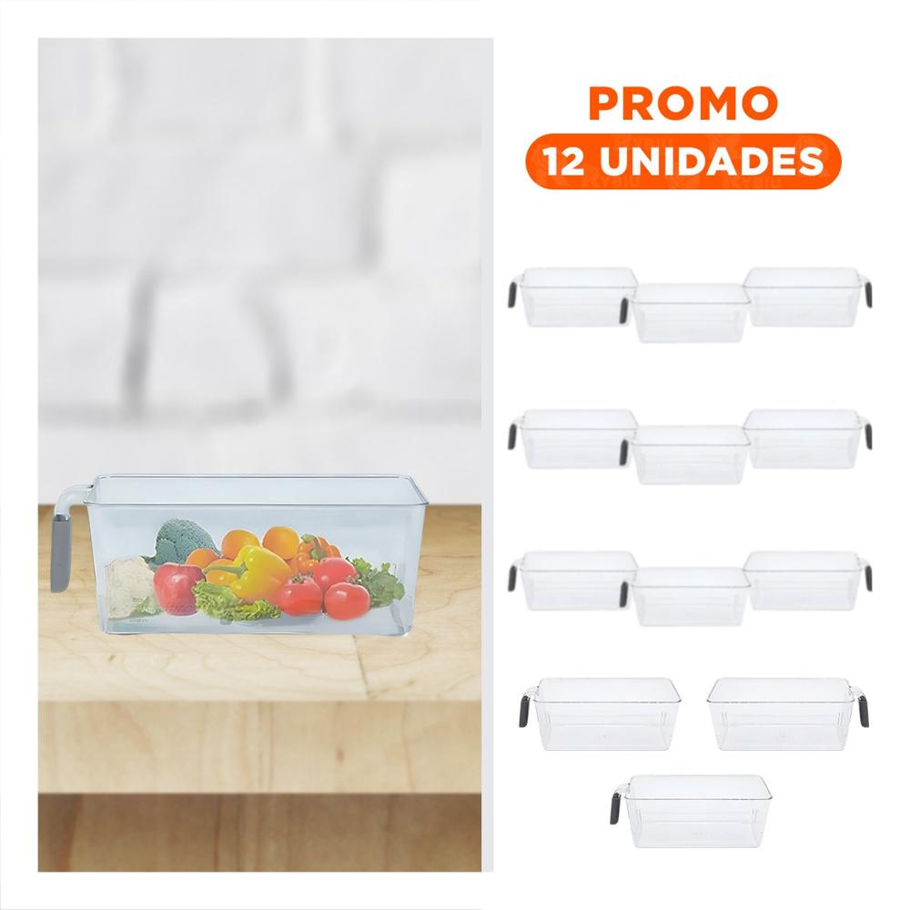 Pack12 Accesorio de Cocina Rectangular con Asa para Refrigerador Plomo
