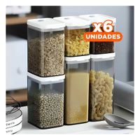 Pack6 Dispensador Acrilico Para Harina Y Azucar Tapa Blanca Punto Plomo 1900ml