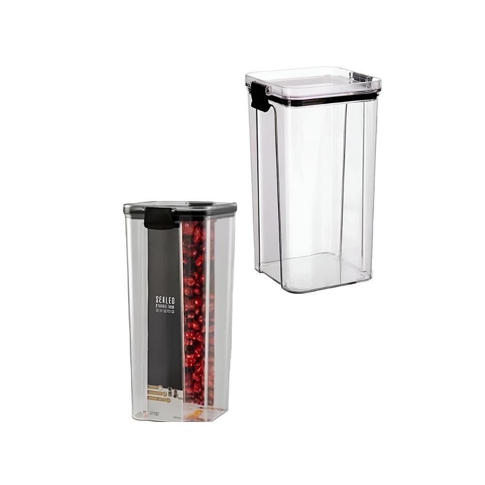 Contenedor con Tapa Borde Negro de Acrilico 24cm x 9cm x 9cm Capacidad 1800 ml YRegalo Sticker