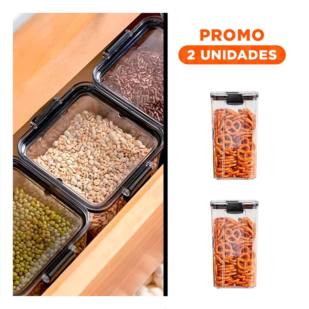 Pack2 Recipiente 1800 ml 24cm x 9cm x 9cm Acrilico con Borde Negro YRegalo Sticker