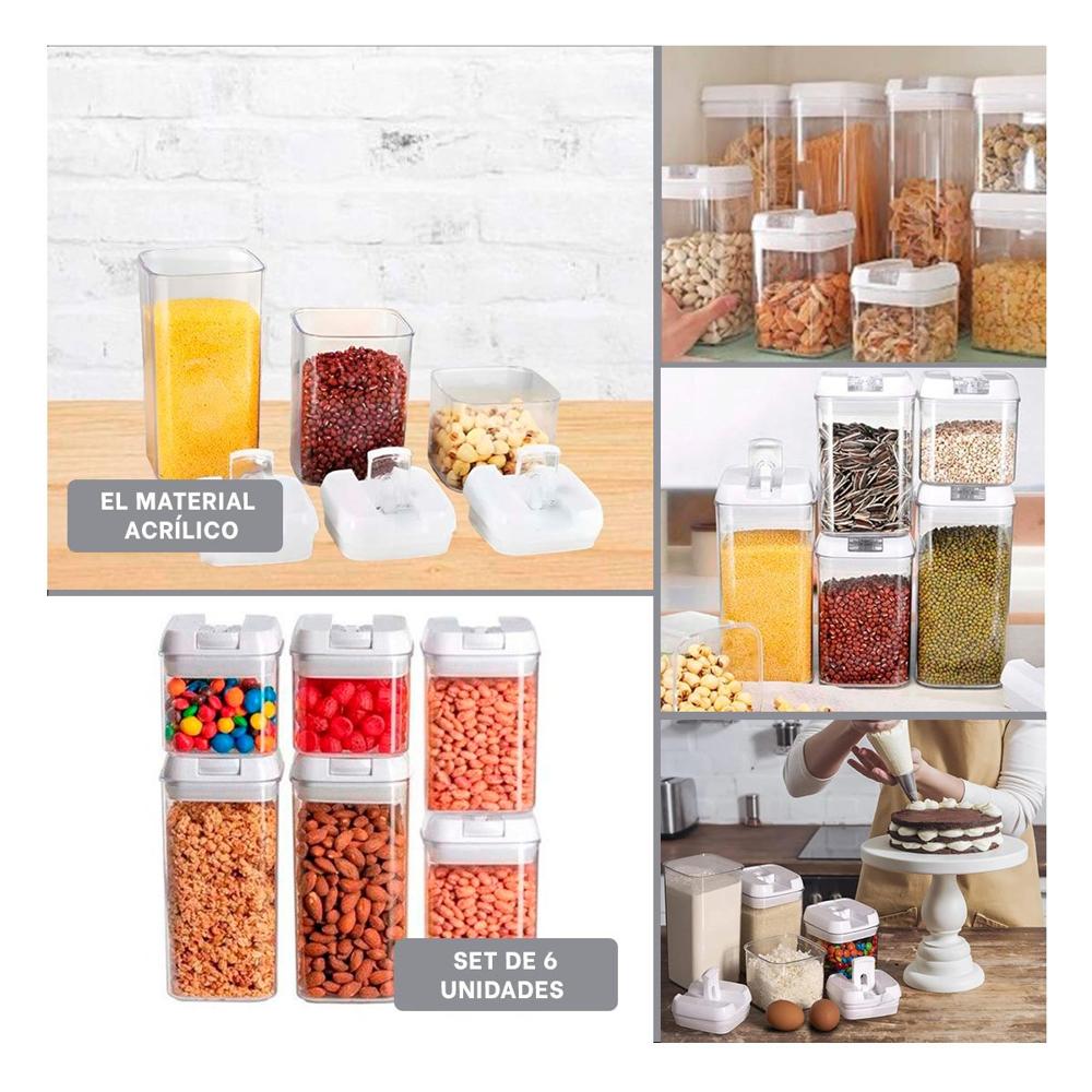Contenedores de Alimentos Tapa Blanca Set 6 para la Utilidad de Hijos Sanos Y Ligas Regalo