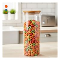 Envase de Vidrio 700ml Transparente con Tapa Madera para Cocina