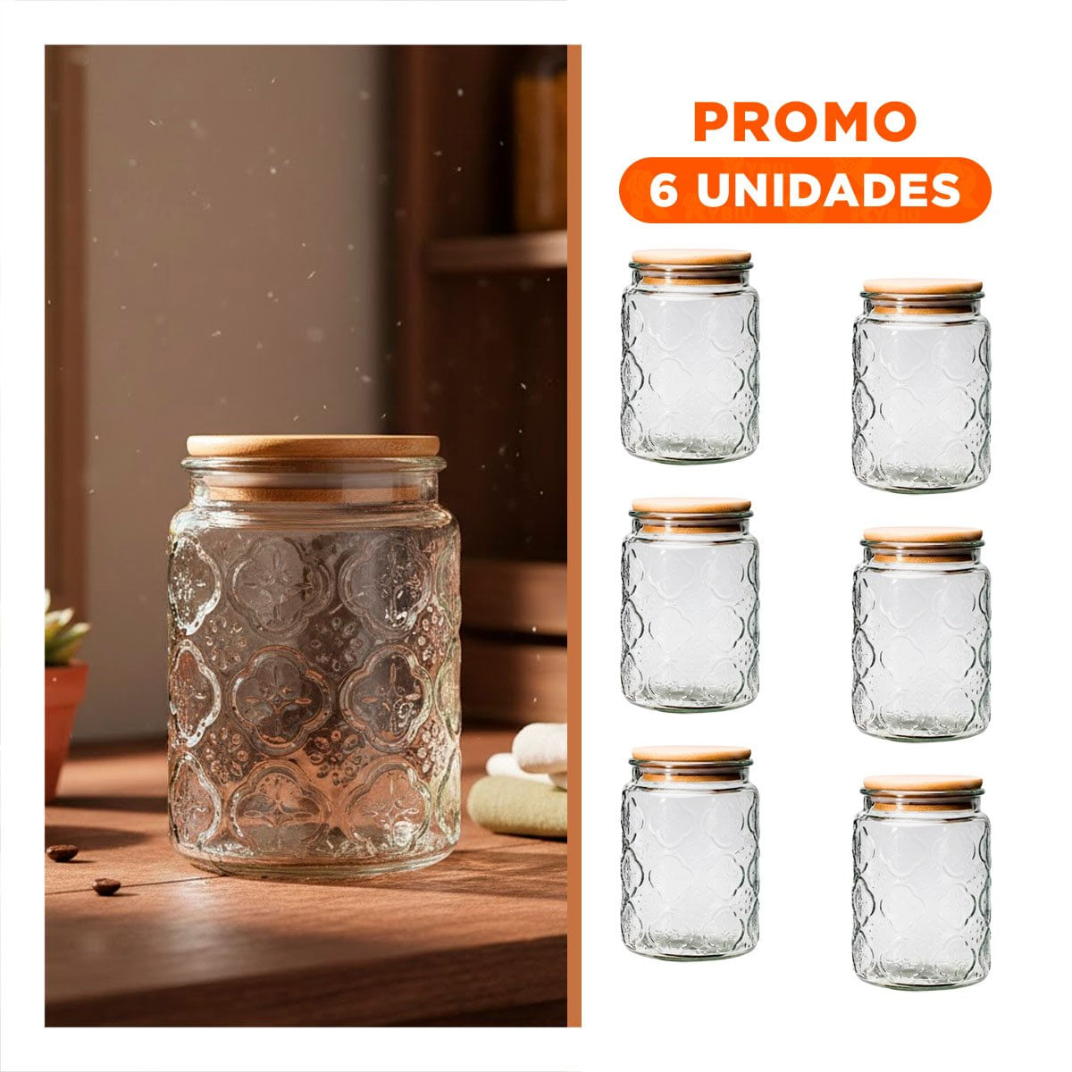 Pack6 Conservador de Vidrio con Tapa que Facilita Servir y Decorar Y Regalo Sticker