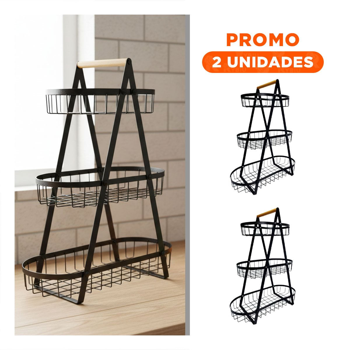 Pack2 Bandeja Triangular que Facilita Decorar la Mesa y Mantener Frutas Negro Y Regalo Sticker