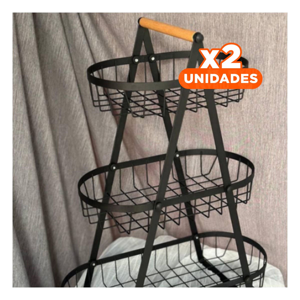Pack2 Bandeja Triangular para Organizar Frutas y Servir Invitados Negro