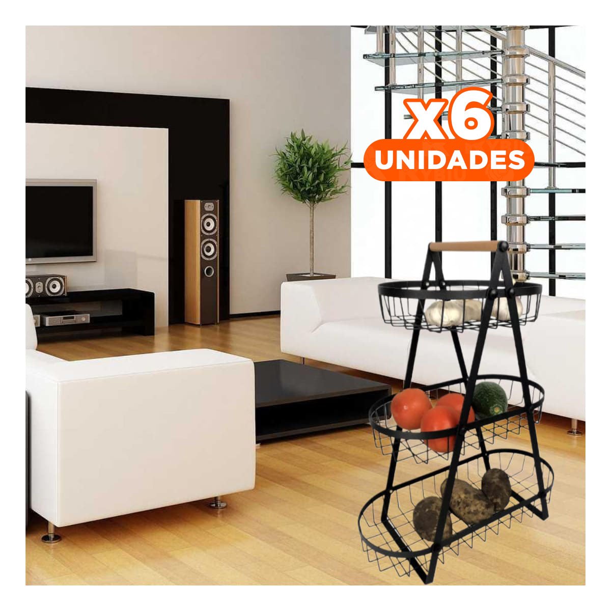 Pack6 Centro de Mesa Triangular para Frutas durante Reuniones Negro Y Papel Regalo
