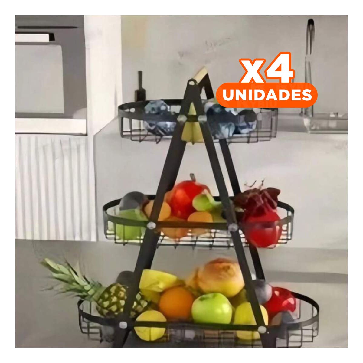 Pack4 Bandeja Triangular para Servir Frutas y Decorar Cocina Negro Y Papel Regalo