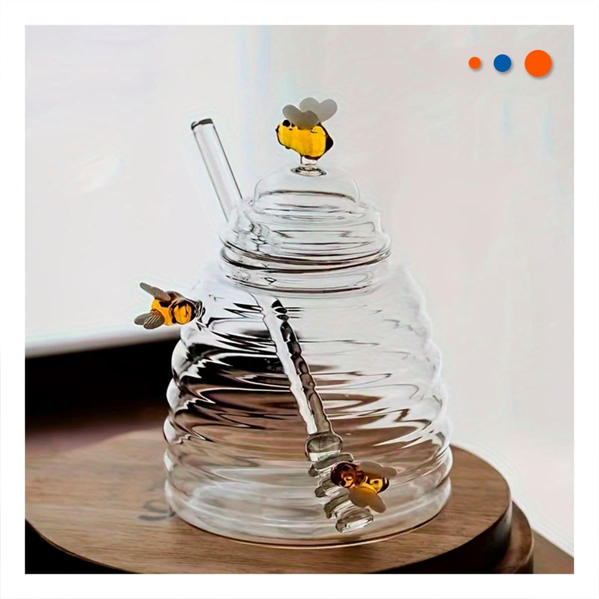 Recipiente Mielero Decorativo con Panal y Abejas de Hogar y Desayunos Familiares Y Papel Regalo